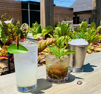 fresh and refreshing craft cocktails made garden to glass at The Hope Farm in Fairhope, AL