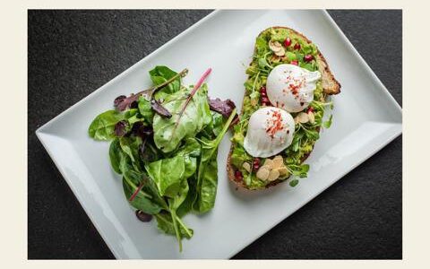 healthy salad and avocado toast at Ilili organic Lebanese in NY, DC