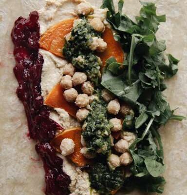 organic seasonal locally-sourced chickpea veggie wrap at Rye Goods