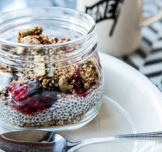 healthy plant-based chia pudding parfait for breakfast at Jane's in San Francisco, CA
