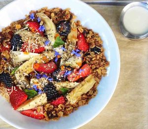 House granola with colorful touches at The Grove Cafe & Market in Albuquerque, NM