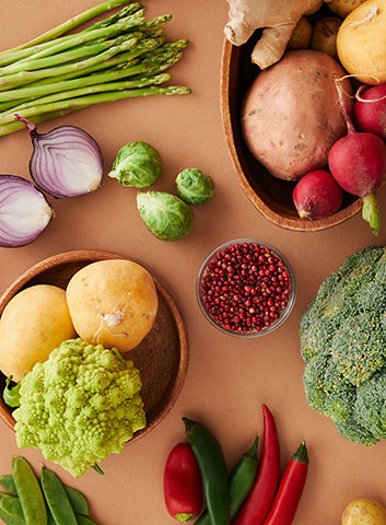 eat a variety of colorful produce and especially leafy and green vegetables