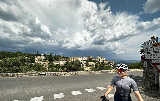 Overlooking the beautiful village of Gordes in Provence with thunder looming