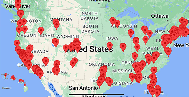 Healthy Anywhere App locations coverage map as of Jun 3, 2024