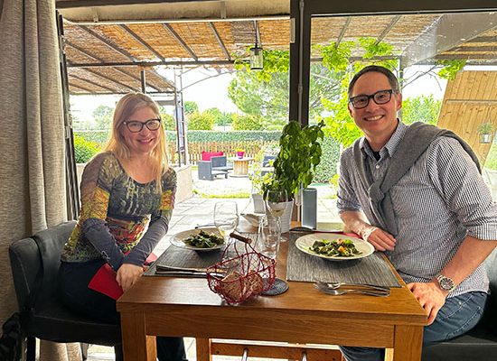 Our vantage point at Restaurant L'Atelier, l'Art des Mets, Les Tailldes, Luberon, Provence, France